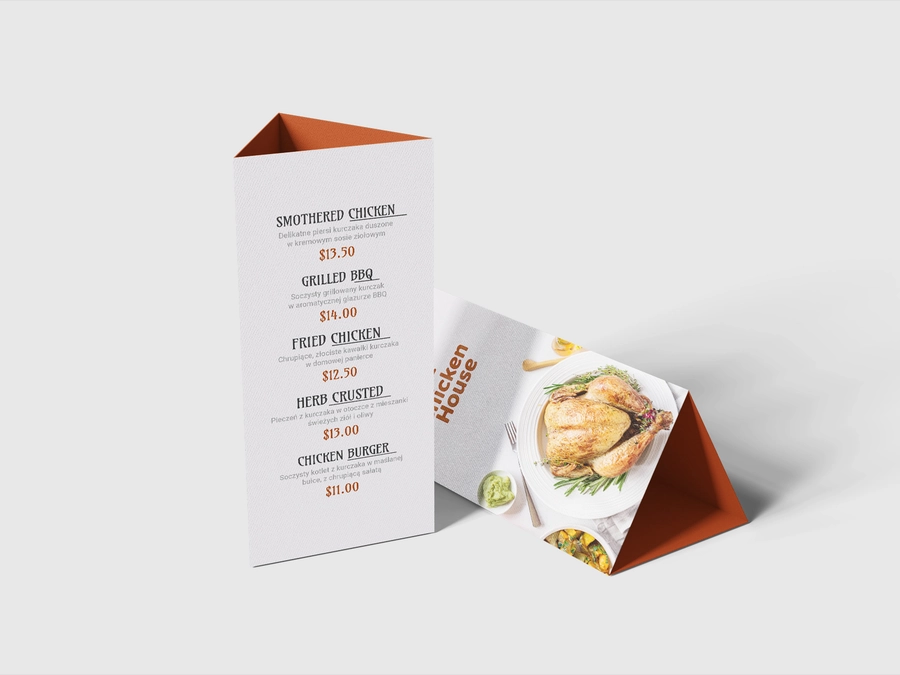 Prezentery trójkątne – materiały HoReCa Drukarnia Malina